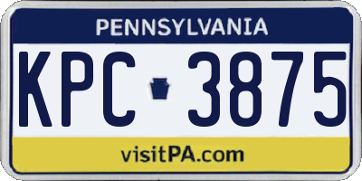 PA license plate KPC3875