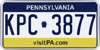 PA license plate KPC3877