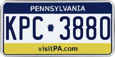 PA license plate KPC3880