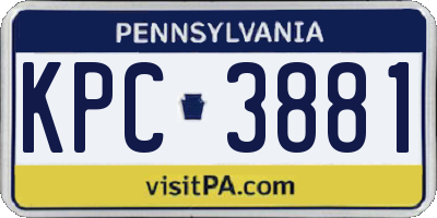 PA license plate KPC3881
