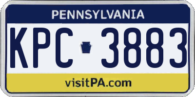 PA license plate KPC3883