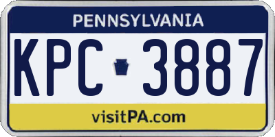 PA license plate KPC3887
