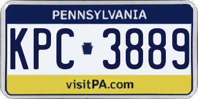 PA license plate KPC3889