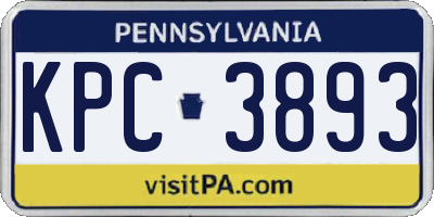 PA license plate KPC3893