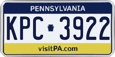 PA license plate KPC3922