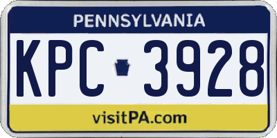 PA license plate KPC3928