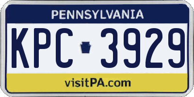 PA license plate KPC3929