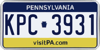 PA license plate KPC3931