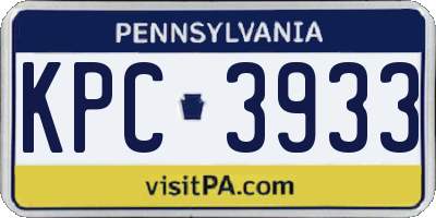 PA license plate KPC3933