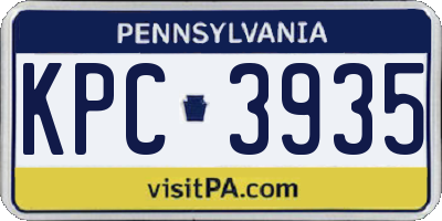 PA license plate KPC3935