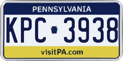 PA license plate KPC3938