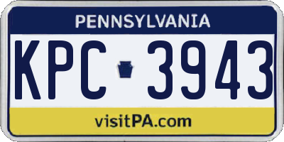 PA license plate KPC3943