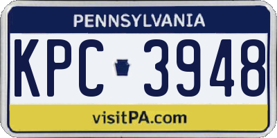 PA license plate KPC3948