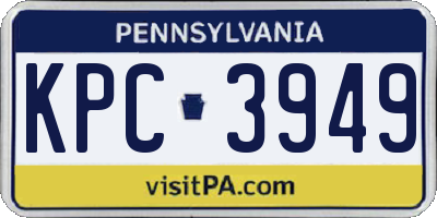 PA license plate KPC3949
