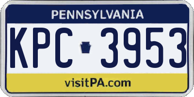 PA license plate KPC3953