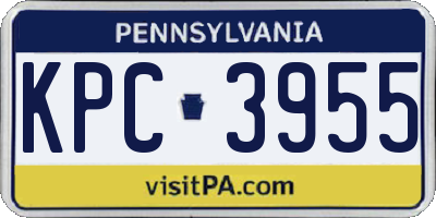 PA license plate KPC3955