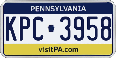 PA license plate KPC3958