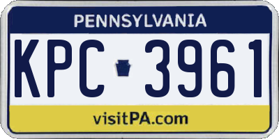 PA license plate KPC3961