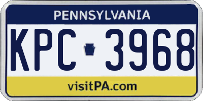 PA license plate KPC3968