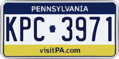 PA license plate KPC3971