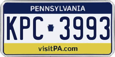 PA license plate KPC3993