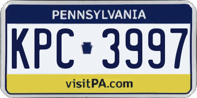 PA license plate KPC3997