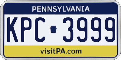 PA license plate KPC3999