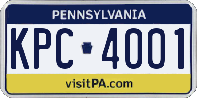 PA license plate KPC4001
