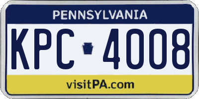 PA license plate KPC4008