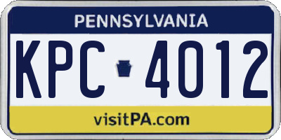 PA license plate KPC4012