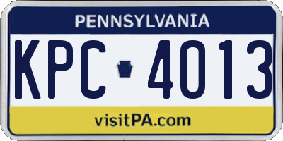 PA license plate KPC4013