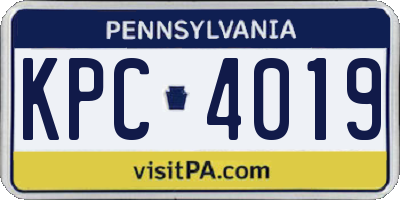 PA license plate KPC4019