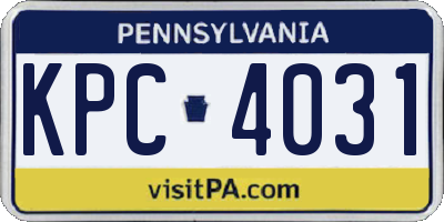 PA license plate KPC4031