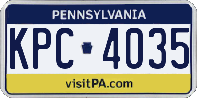 PA license plate KPC4035