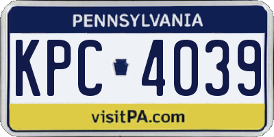PA license plate KPC4039