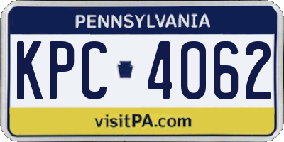 PA license plate KPC4062