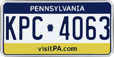 PA license plate KPC4063