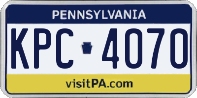 PA license plate KPC4070