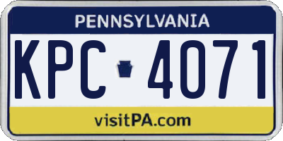 PA license plate KPC4071