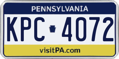 PA license plate KPC4072