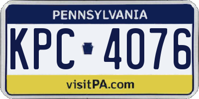 PA license plate KPC4076