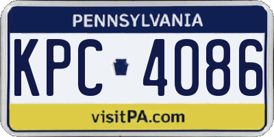 PA license plate KPC4086