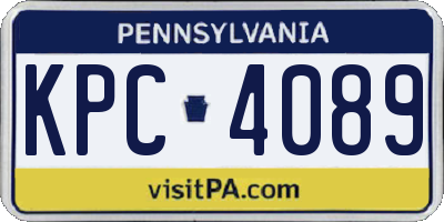 PA license plate KPC4089