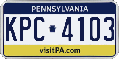 PA license plate KPC4103