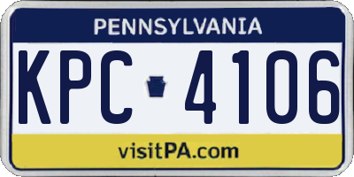 PA license plate KPC4106