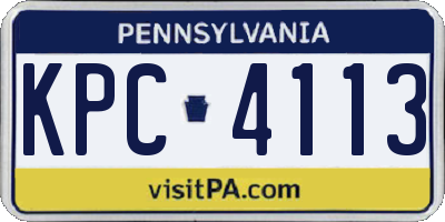 PA license plate KPC4113