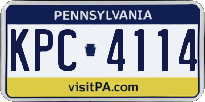 PA license plate KPC4114