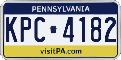 PA license plate KPC4182