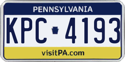 PA license plate KPC4193