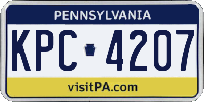 PA license plate KPC4207